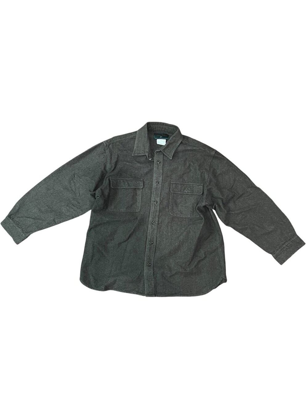 Field & Stream Heavy Cotton Button Front Shirt Green Mens Large